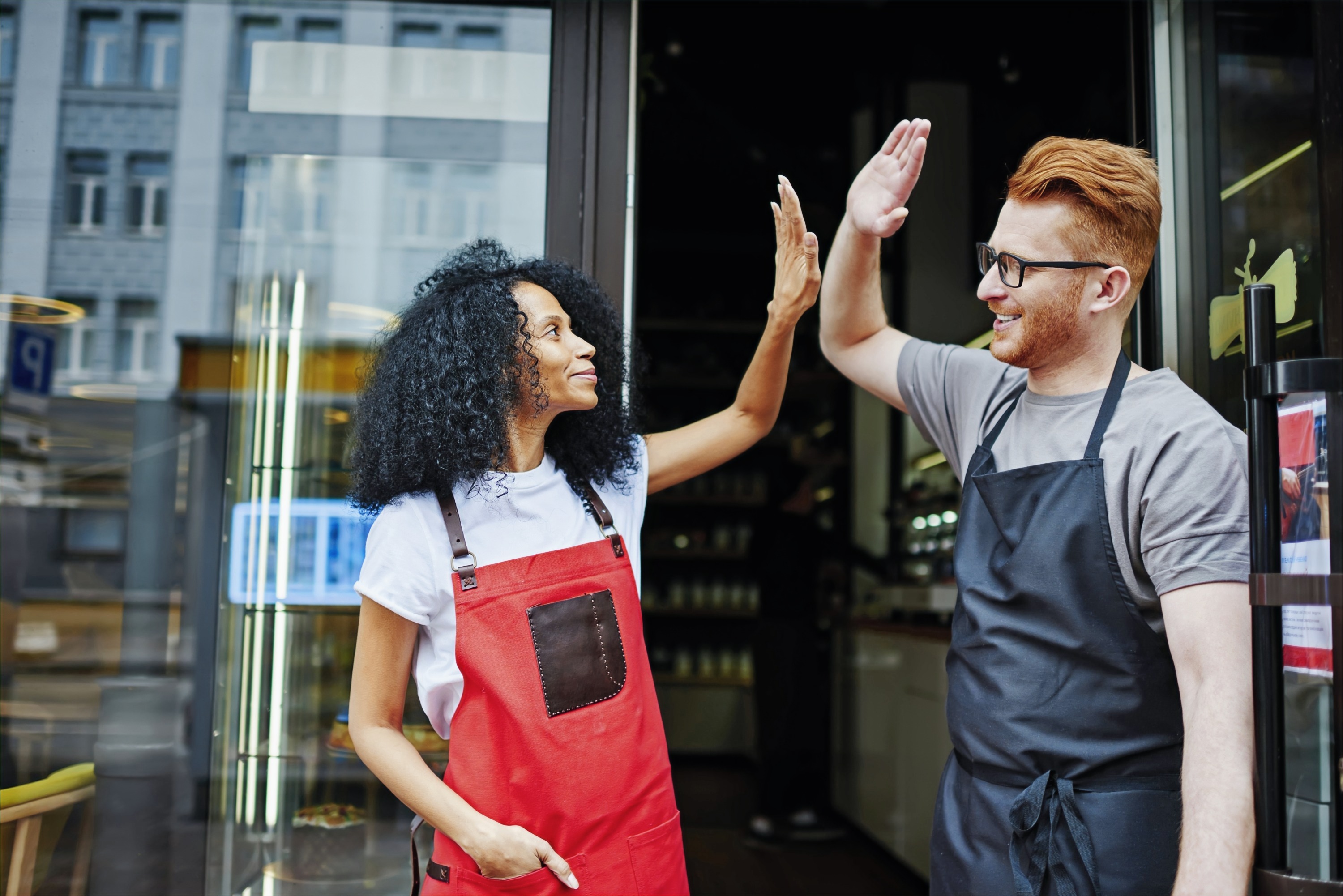 Business professionals in conversation